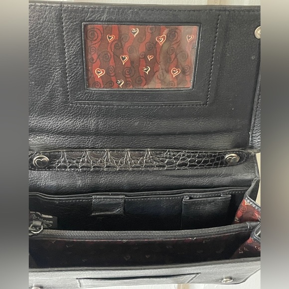 Vintage Brighton Black Croc Embossed Leather Crossbody Purse #34540 - Picture 5 of 5